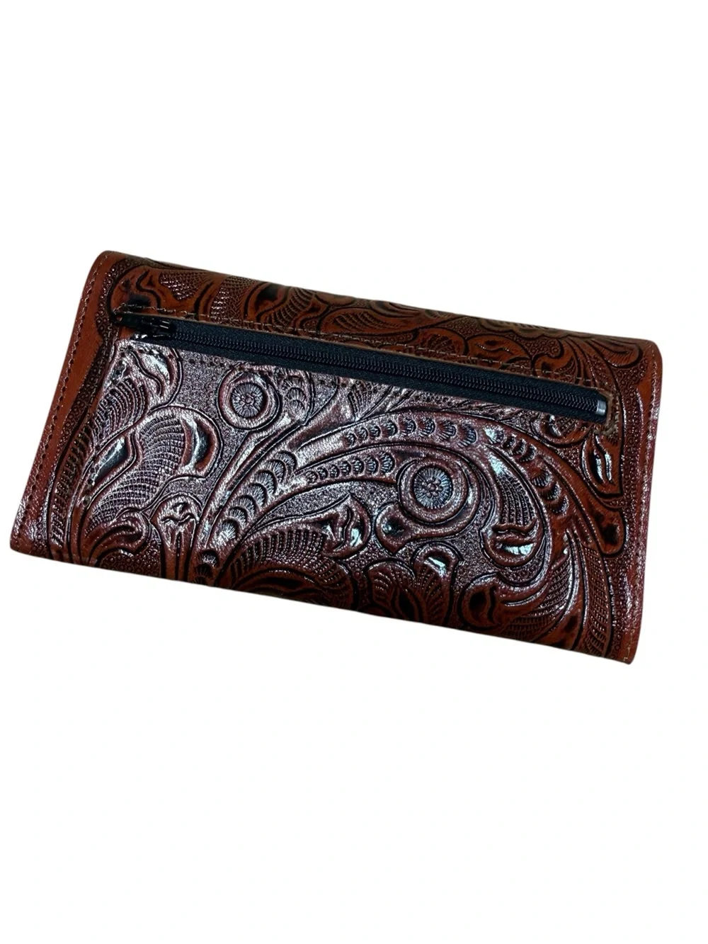 Mexican leather embossed wallet Brown